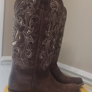 J.B. Dillon Dark Brown Embroidered Women's Western Boots 9.5 C